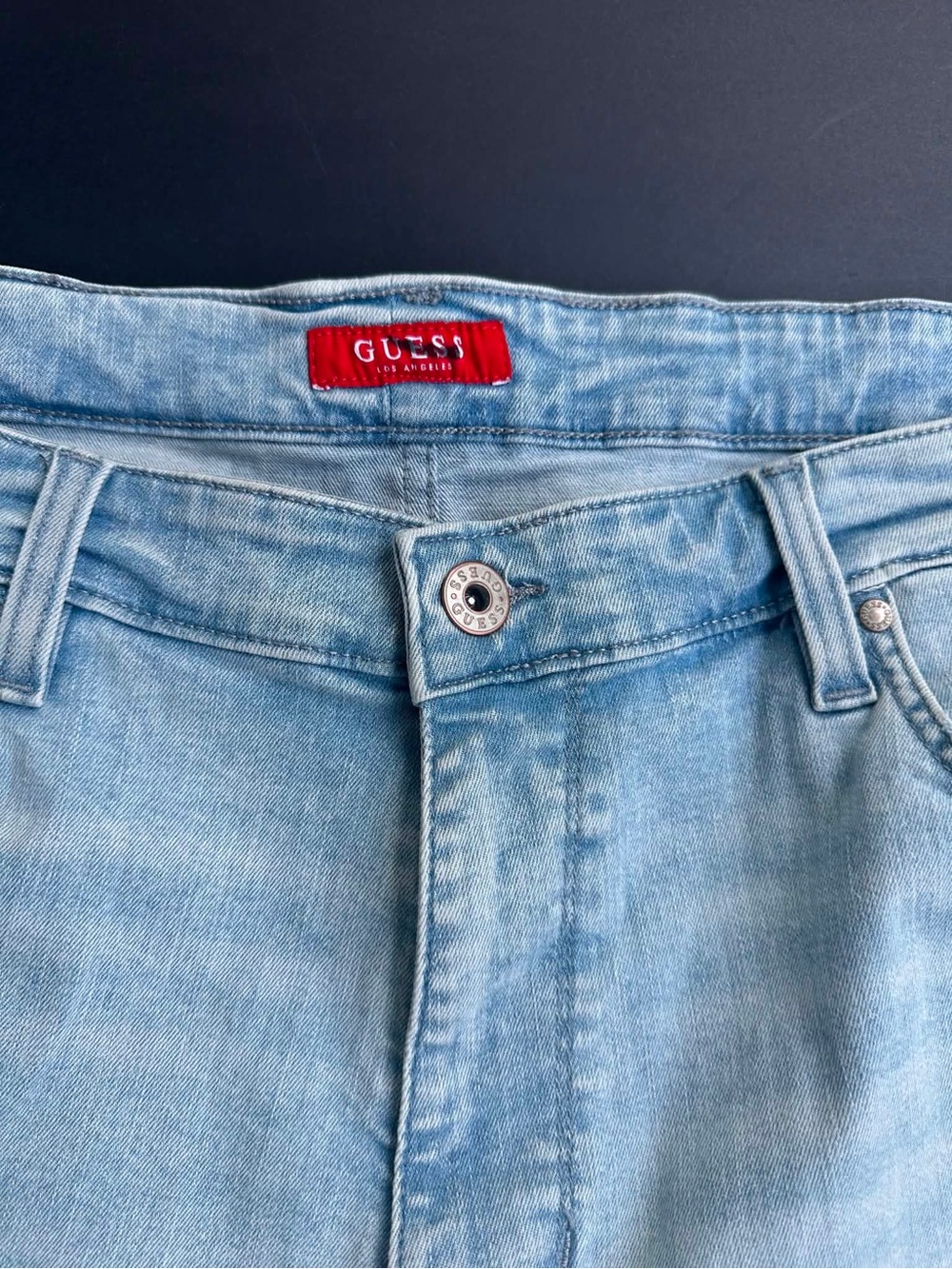 Guess Light Blue Distressed Denim Shorts SZ 40 - Picture 5 of 8